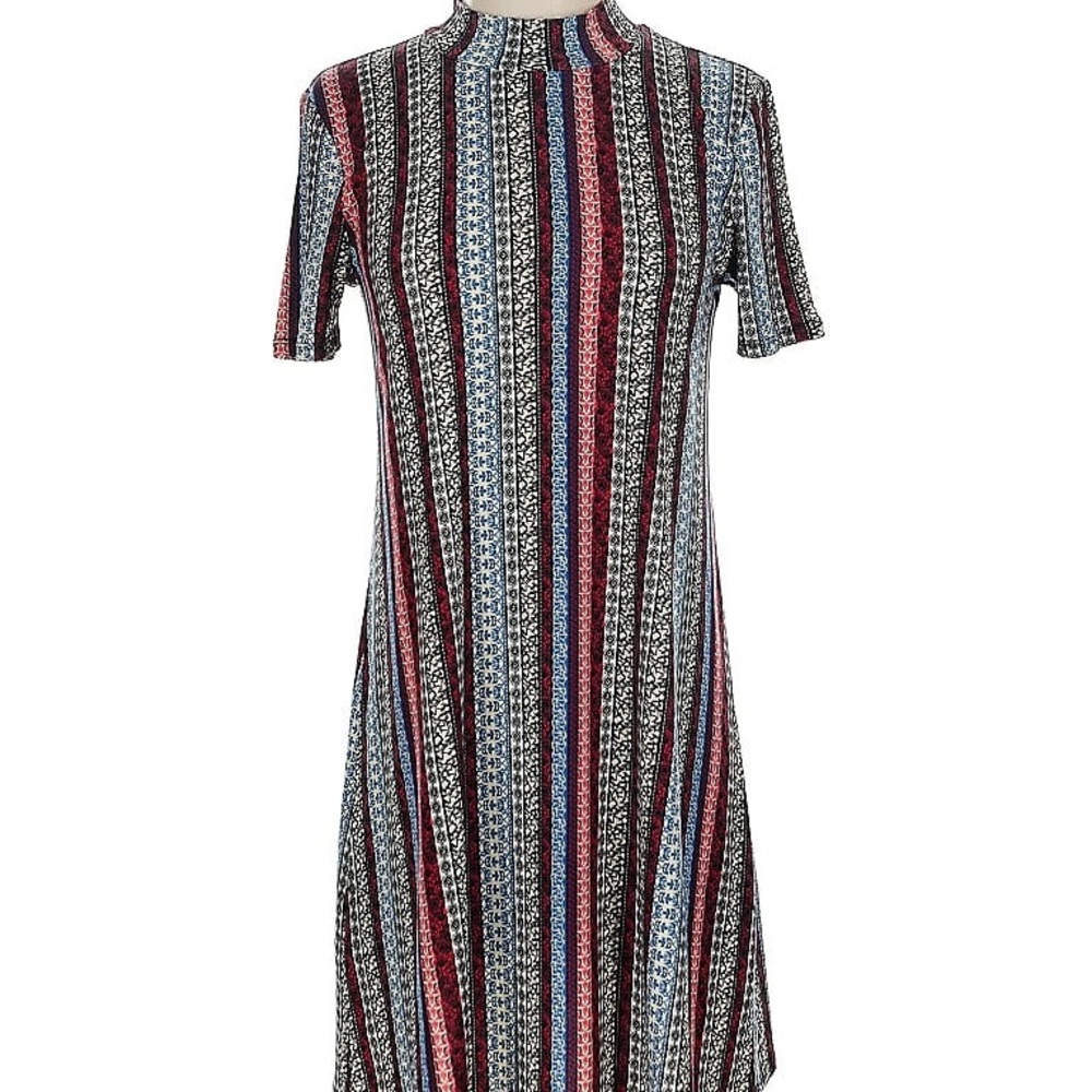 BCBGeneration Grey and Blue Striped  Dress